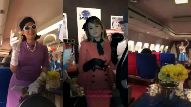 go to Retro-Flug: Chrissy Teigen feiert 60er-Luxus-Geburtstag